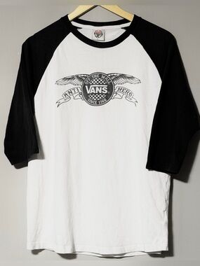 Vans Anti Hero white and black baseball tee Size L